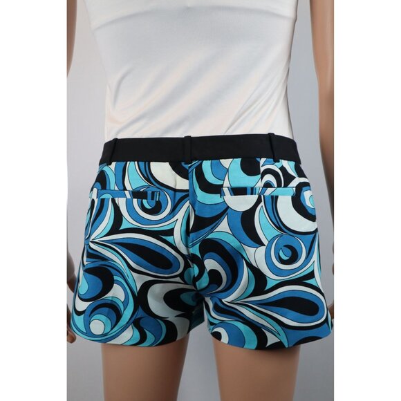 Michael Michael Kors Womens Size‎ 8 Swirl Print Shorts Blue & Black Mid-Rise - Picture 2 of 14